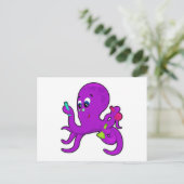 Oktopus als Lehrer mit Laborausrüstung Postkarte (Stehend Vorderseite)