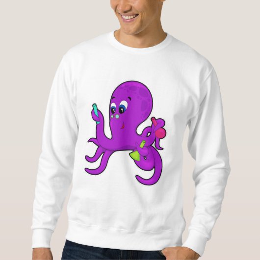 Oktopus als Lehrer mit Laborausrüstung Sweatshirt (Vorderseite)
