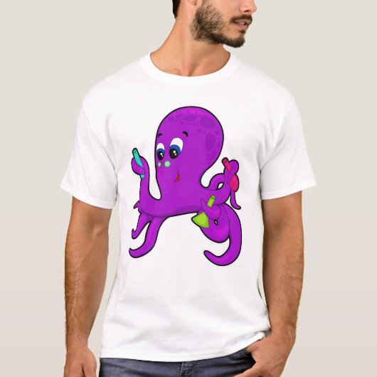 Oktopus als Lehrer mit Laborausrüstung T-Shirt (Vorderseite)