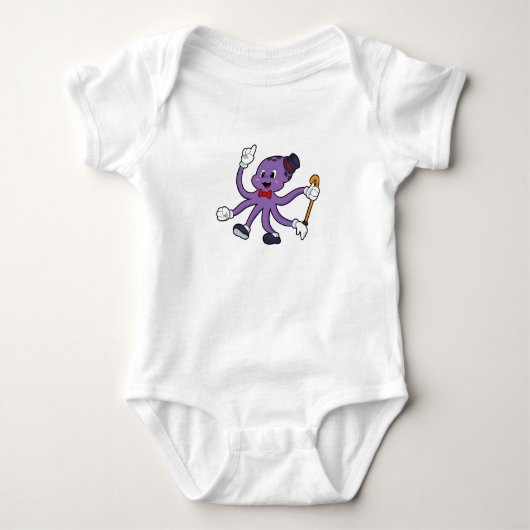 Oktopus als Magier mit Hut Baby Strampler (Vorderseite)