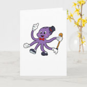 Oktopus als Magier mit Hut Karte (Gelbe Blume)