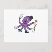 Oktopus als Magier mit Hut Postkarte (Vorderseite)