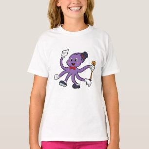 Oktopus als Magier mit Hut T-Shirt