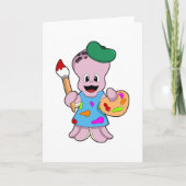 Oktopus als Maler mit Pinsel Karte (Vorderseite)