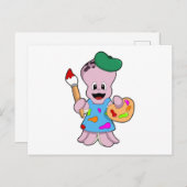 Oktopus als Maler mit Pinsel Postkarte (Vorne/Hinten)