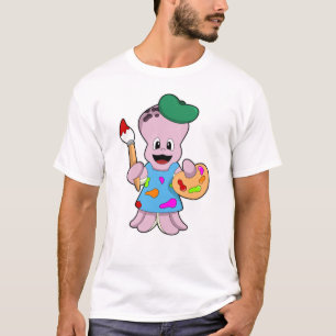 Oktopus als Maler mit Pinsel T-Shirt