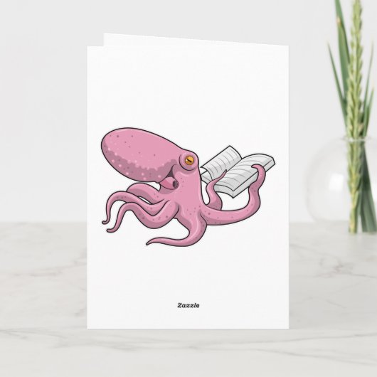 Oktopus als Nerd mit Buch Karte (Rückseite)