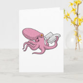 Oktopus als Nerd mit Buch Karte (Gelbe Blume)