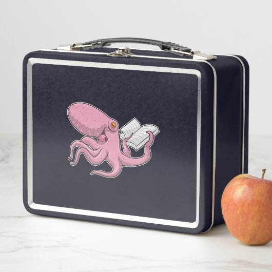 Oktopus als Nerd mit Buch Metall Brotdose (Beispiel)