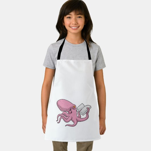 Oktopus als Nerd mit Buch Schürze (Insitu)