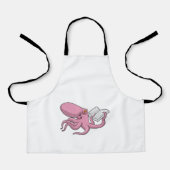 Oktopus als Nerd mit Buch Schürze (Vorderseite)