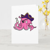 Oktopus als Pirate mit Hakenhand Karte (Gelbe Blume)