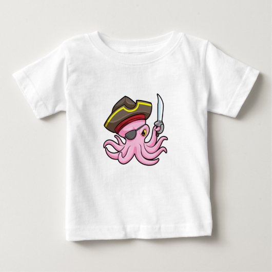 Oktopus als Piraten mit Säbel- und Augenpflaster Baby T-shirt (Vorderseite)