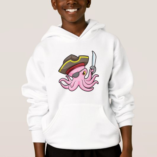 Oktopus als Piraten mit Säbel- und Augenpflaster Hoodie (Vorderseite)