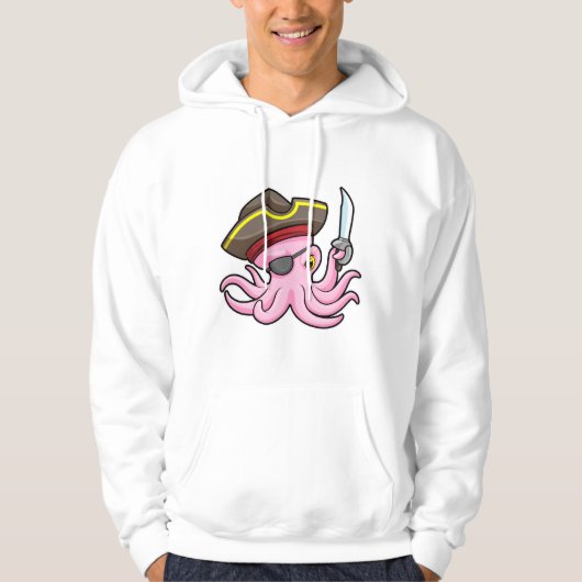 Oktopus als Piraten mit Säbel- und Augenpflaster Hoodie (Vorderseite)