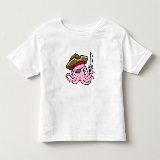 Oktopus als Piraten mit Säbel- und Augenpflaster Kleinkind T-shirt (Vorderseite)