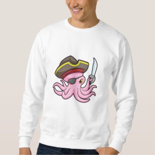 Oktopus als Piraten mit Säbel- und Augenpflaster Sweatshirt