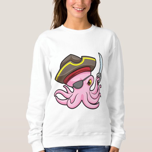 Oktopus als Piraten mit Säbel- und Augenpflaster Sweatshirt (Vorderseite)