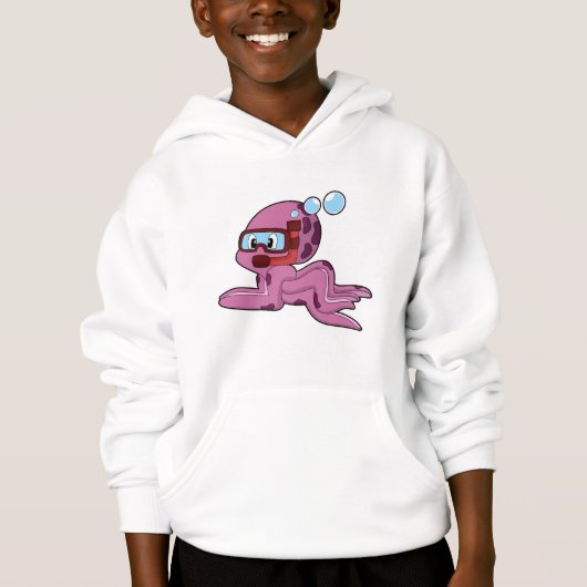 Oktopus als Taucher mit Schnorchel Hoodie (Vorderseite)
