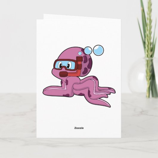 Oktopus als Taucher mit Schnorchel Karte (Rückseite)