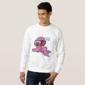 Oktopus als Taucher mit Schnorchel Sweatshirt (Vorne ganz)