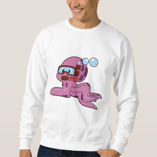 Oktopus als Taucher mit Schnorchel Sweatshirt (Vorderseite)