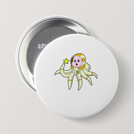 Oktopus als Taucher mit Star Button (Vorne & Hinten)