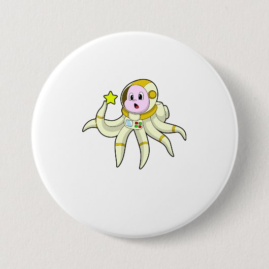 Oktopus als Taucher mit Star Button (Vorderseite)
