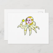 Oktopus als Taucher mit Star Postkarte (Vorne/Hinten)