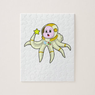 Oktopus als Taucher mit Star Puzzle