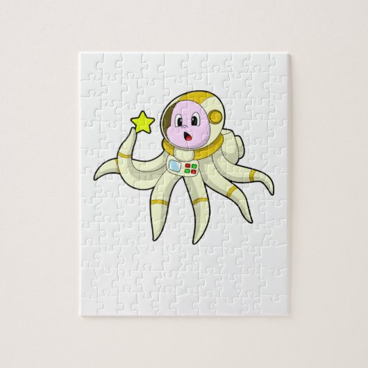 Oktopus als Taucher mit Star Puzzle (Vertikal)