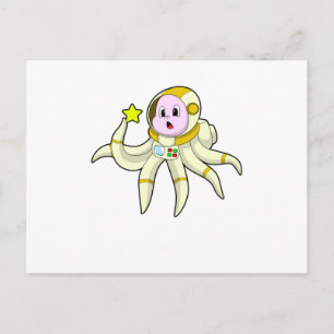 Oktopus als Taucher mit Stern Postkarte