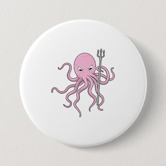 Oktopus als Zauberer mit Trident Button (Vorderseite)