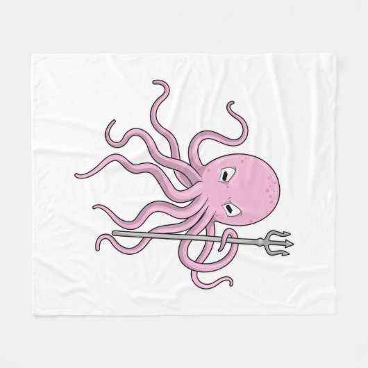 Oktopus als Zauberer mit Trident Fleecedecke (Vorderseite (Horizontal))