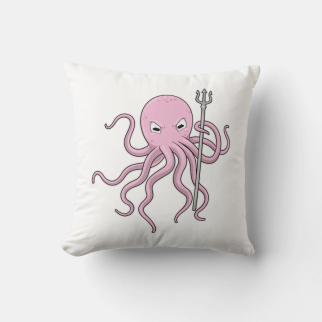 Oktopus als Zauberer mit Trident Kissen (Vorderseite)