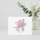 Oktopus als Zauberer mit Trident Postkarte (Stehend Vorderseite)