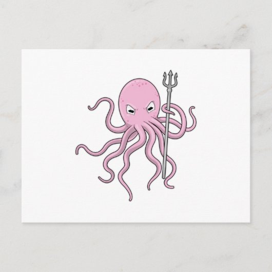 Oktopus als Zauberer mit Trident Postkarte (Vorderseite)
