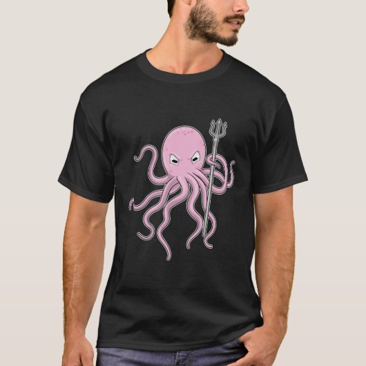 Oktopus als Zauberer mit Trident T-Shirt (Vorderseite)