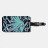 Oktopus Aquamarine Vintage Karte Tinte Gepäckanhänger (Rückseite horizontal)