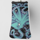 Oktopus Aquamarine Vintage Karte Tinte Golf Headcover (Rotieren 90)
