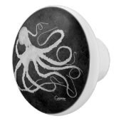 Oktopus auf Dunkelgrau L - Knochen Keramikknauf (Rechts)