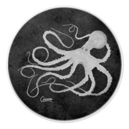 Oktopus auf dunkelgrau R - Knochen Keramikknauf