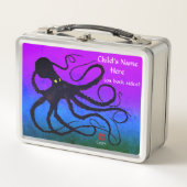 Oktopus auf Lila, blau und grün - Retro-Lunch Metall Lunch Box (Vorderseite)