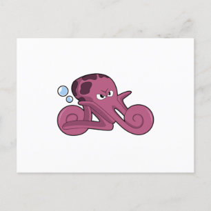 Oktopus auf Motorrad Postkarte