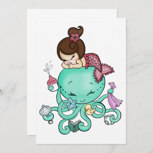 Oktopus Babysitter-Einladung Einladung (Vorne/Hinten)