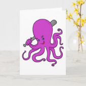 Oktopus Baseball Baseballschläger Karte (Gelbe Blume)