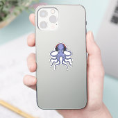 Oktopus bei Musik mit Kopfhörer Aufkleber (Telefon)