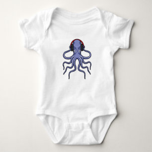 Oktopus bei Musik mit Kopfhörer Baby Strampler