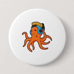 Oktopus bei Musik mit Kopfhörer Button