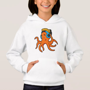 Oktopus bei Musik mit Kopfhörer Hoodie